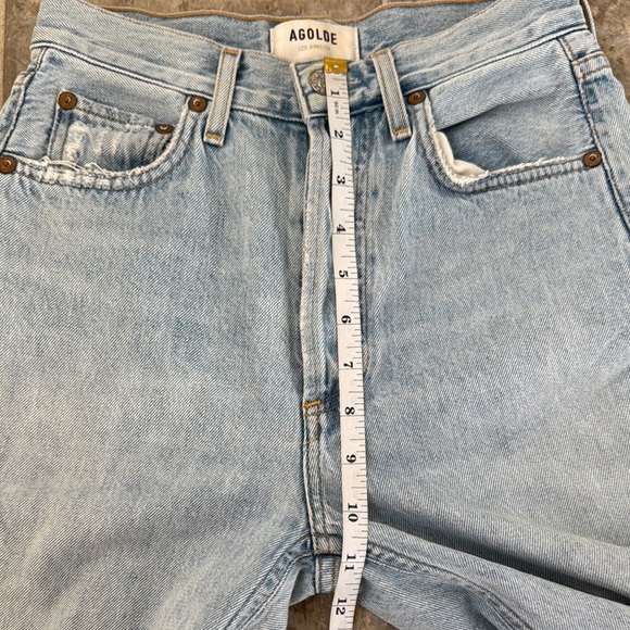 Agolde Riley in Blitz Light Blue Distressed Cropped Jeans size 23 - Picture 10 of 16
